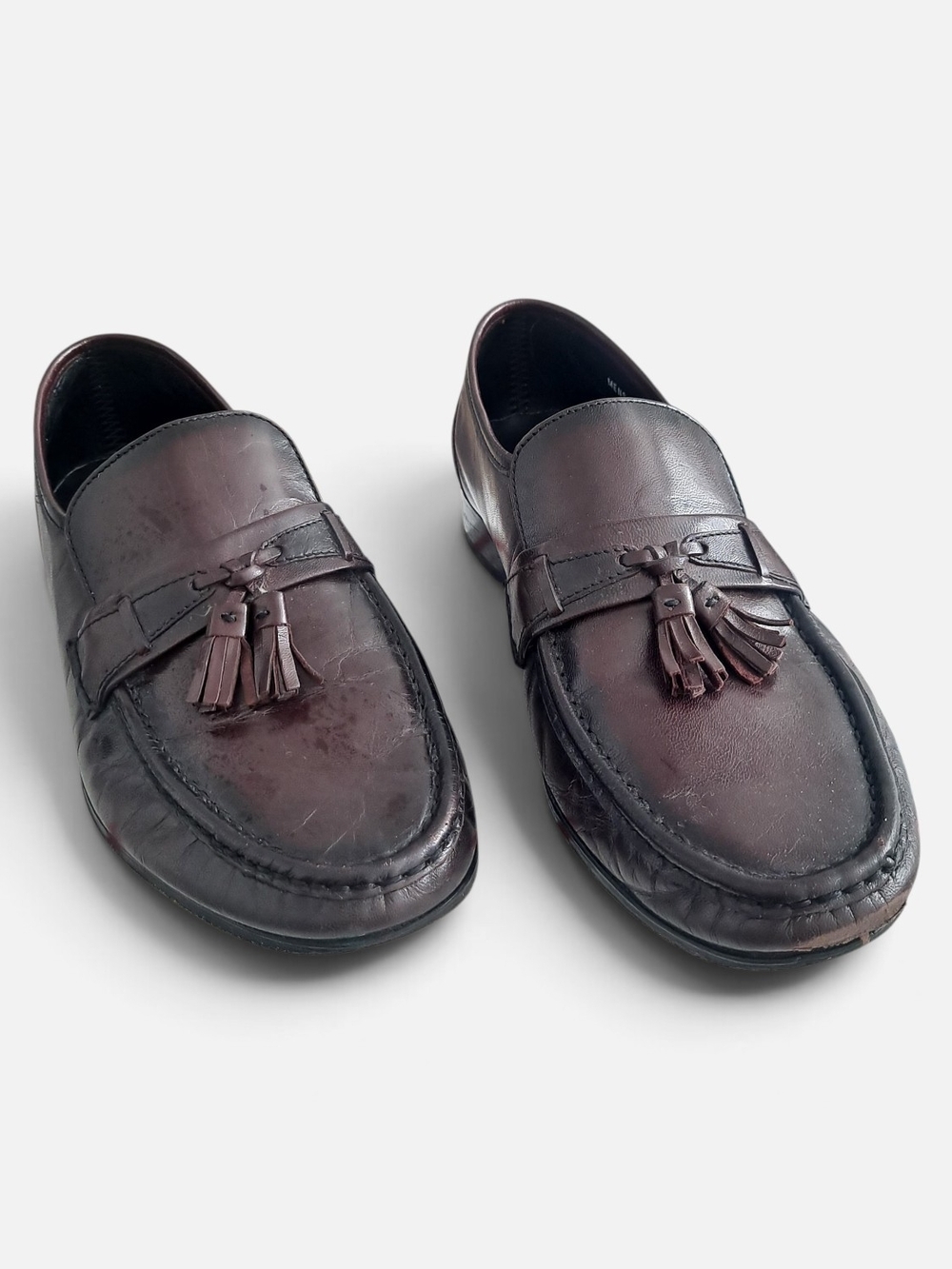 Florsheim Men’s Burgundy Oxblood Leather Tassel Loafers. Size 10